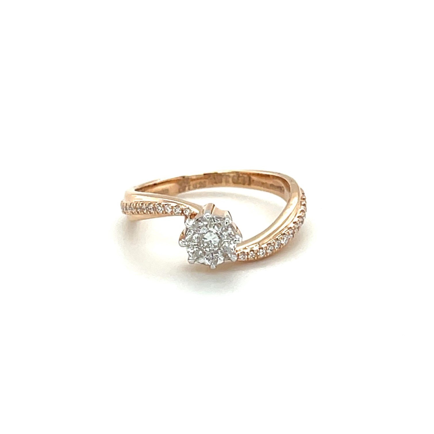 Diamond Twist Ring with Floral Accent